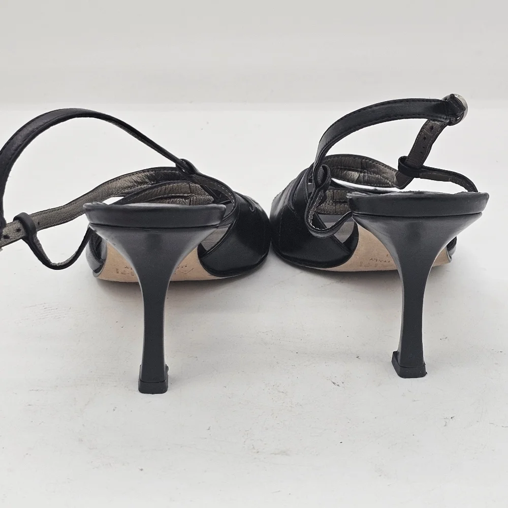 Amalfi by Rangoni Strappy Heels | Black Leather | Made in Italy | Size 5.5